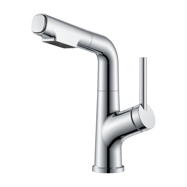 Robinet de salle de bain rétractable chromé à hauteur réglable