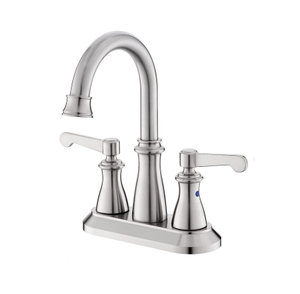 Robinet de lavabo en laiton antique Robinet de lavabo de salle de bain Bassin à trois trous Robinet de salle de bain en nickel brossé