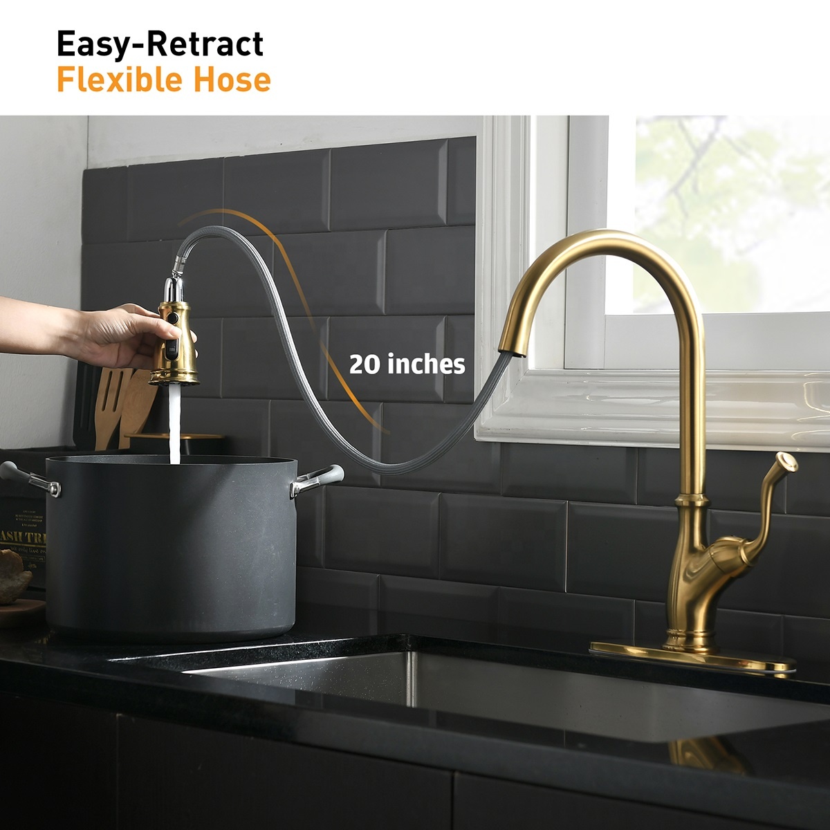 Robinet de cuisine de luxe 360 ​​robinet de cuisine rotatif pulvérisateur pommeau de douche dernière conception robinet de cuisine robuste