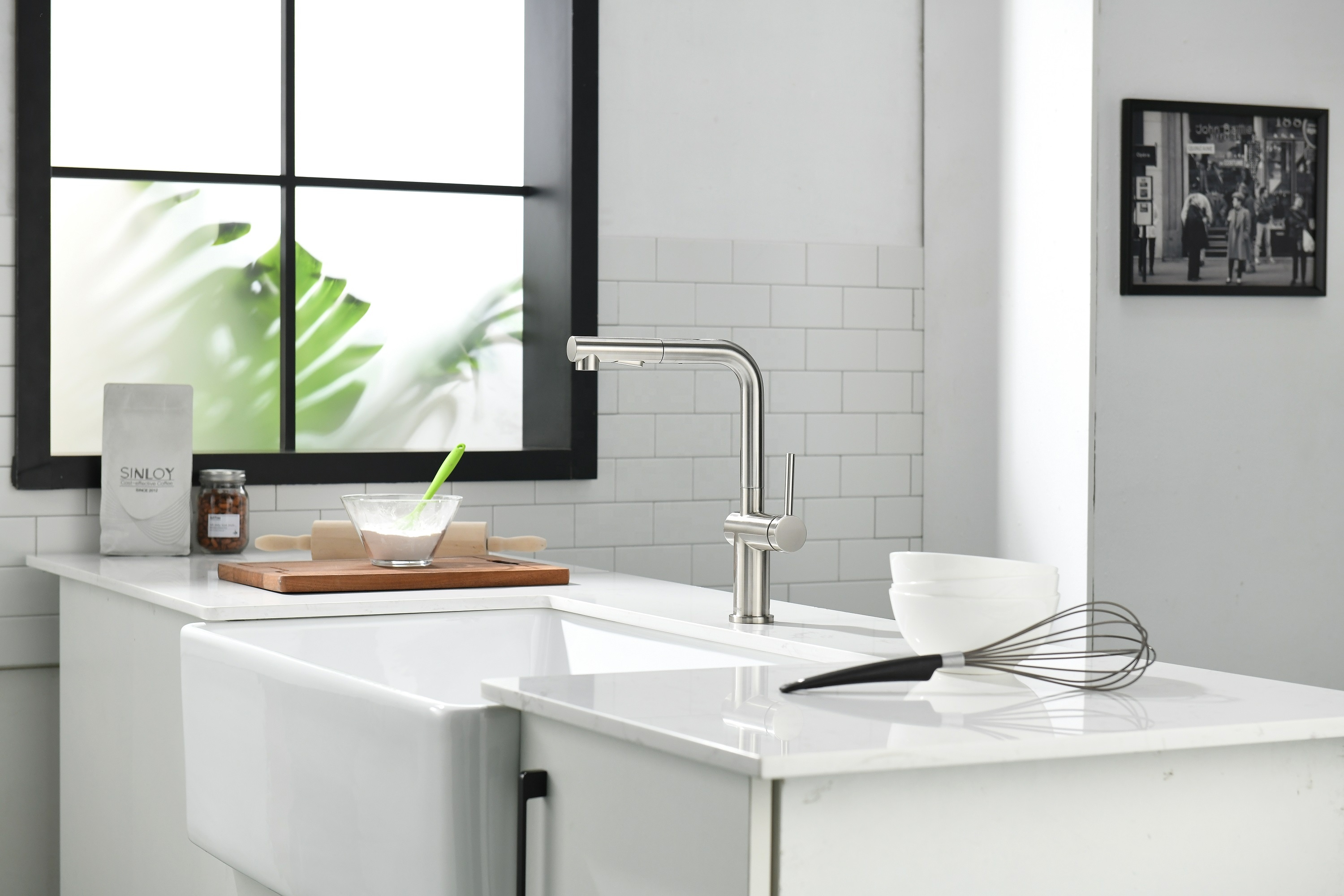 Robinet de cuisine moderne Robinet de cuisine en acier inoxydable 304 Robinets de cuisine