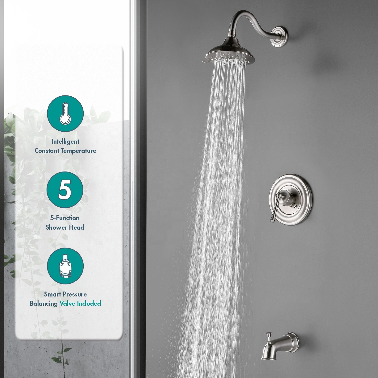 Upc robinet mitigeur douche chute d'eau pommeau de douche avec bec robinet douches salle de bain robinet