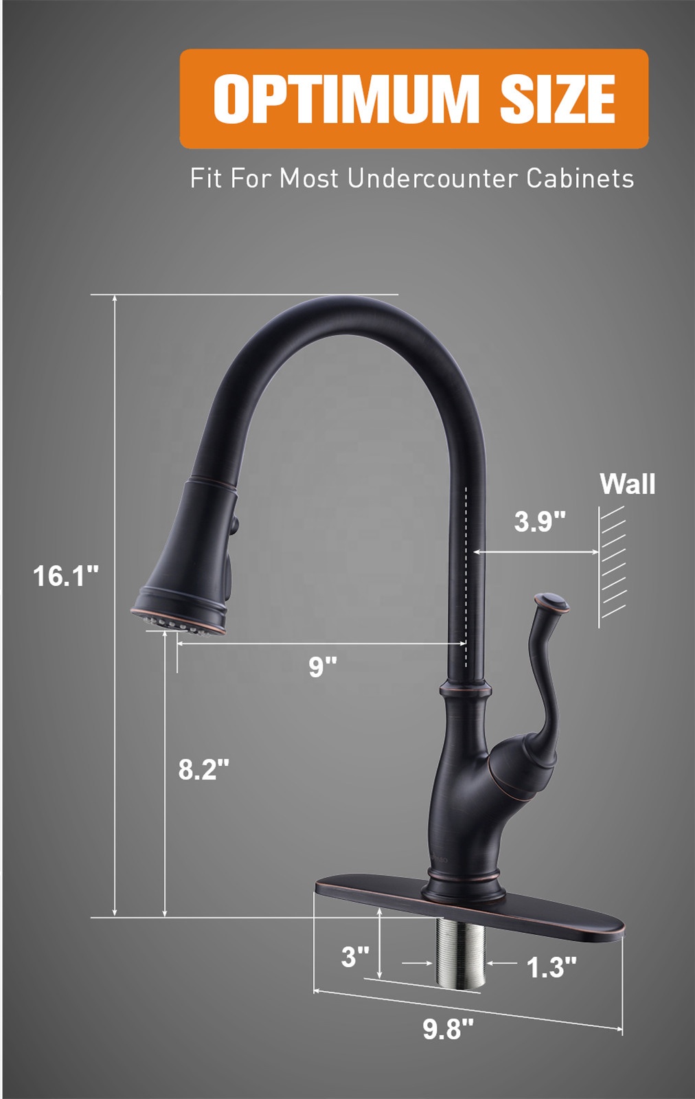 Robinet de cuisine américain Tirez vers le bas le robinet de zinc noir poignées mitigeurs robinet de cuisine