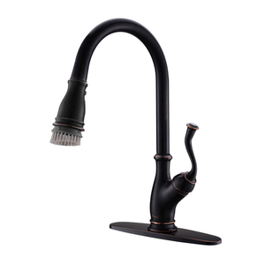 Robinet de cuisine en laiton antique Robinet d'évier de cuisine Bronze avec pulvérisateur rétractable