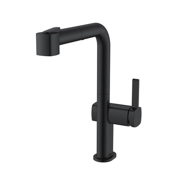 Noir mat New Desgin Pull Out Mitigeur monotrou Robinets de cuisine noirs