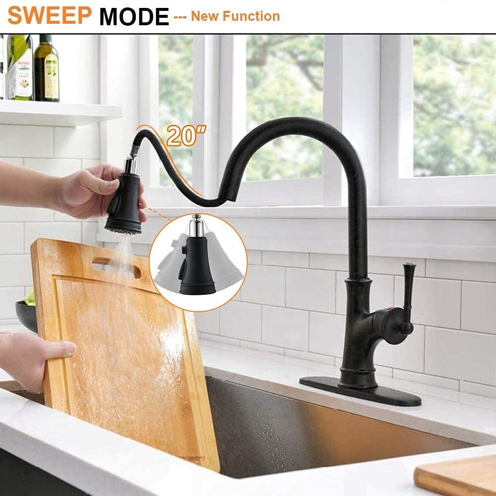 Robinet de cuisine sanitaire Robinet de cuisine noir à poignée unique