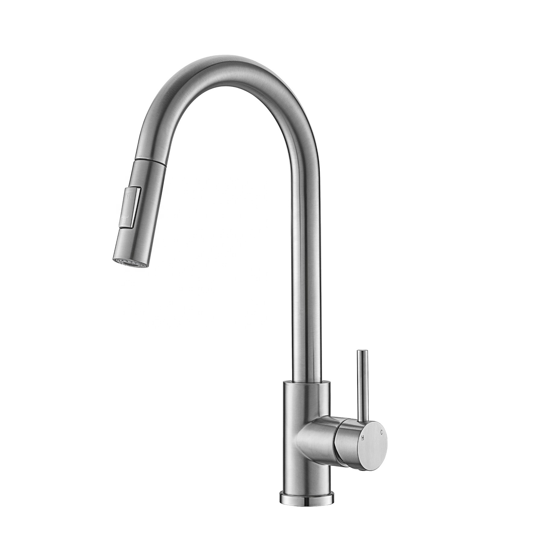 APS209-BN Robinet de cuisine à 2 fonctions à poignée unique en nickel brossé à 360 degrés Robinet de cuisine à tirette