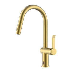 Robinet de cuisine sans contact Robinet de cuisine doré avec pulvérisateur rétractable