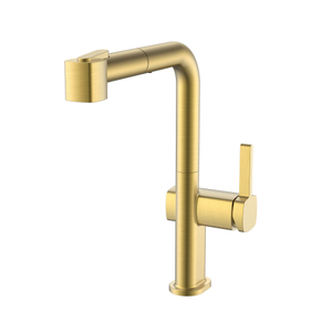 Or brossé New Desgin Pull Out Mitigeur monotrou Robinet de cuisine en or