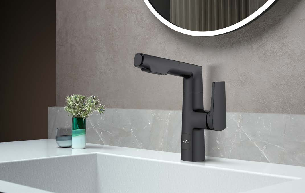 Robinet de salle de bain rétractable de forme carrée avec pulvérisateur rétractable Robinet de salle de bain chromé