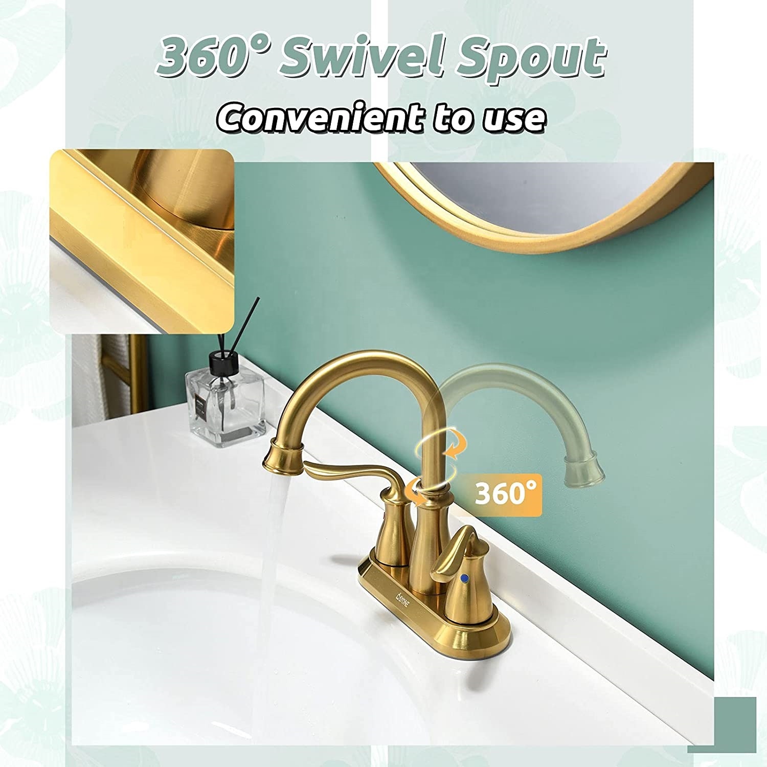 APB135-BTG Robinets de salle de bain en or brossé Robinets en acier inoxydable Robinet de bassin en or à double poignée