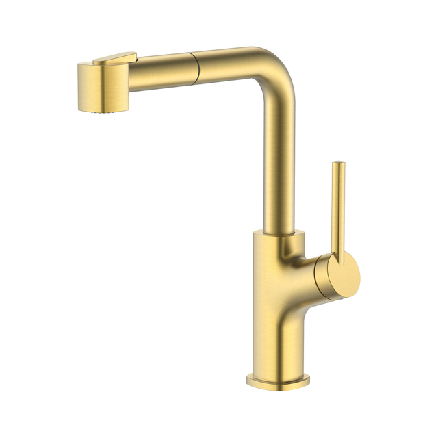Robinet de cuisine en or brossé avec robinet d'évier de cuisine à pulvérisateur extractible