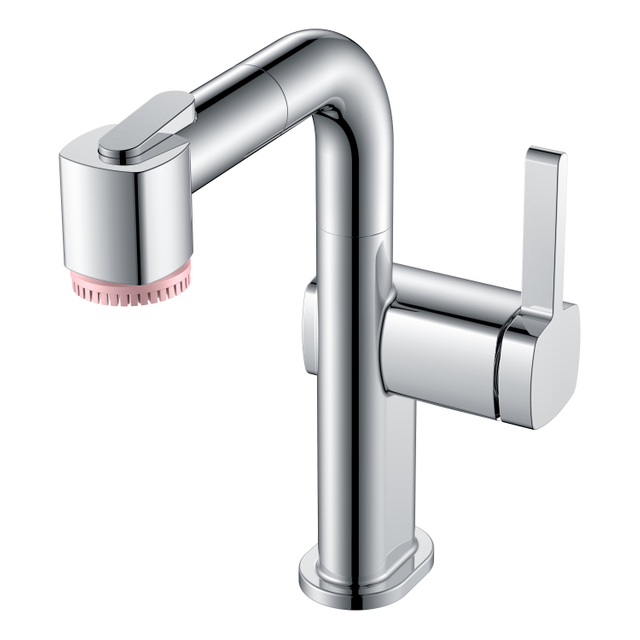 Robinet de salle de bain monotrou réglable avec brosse de beauté