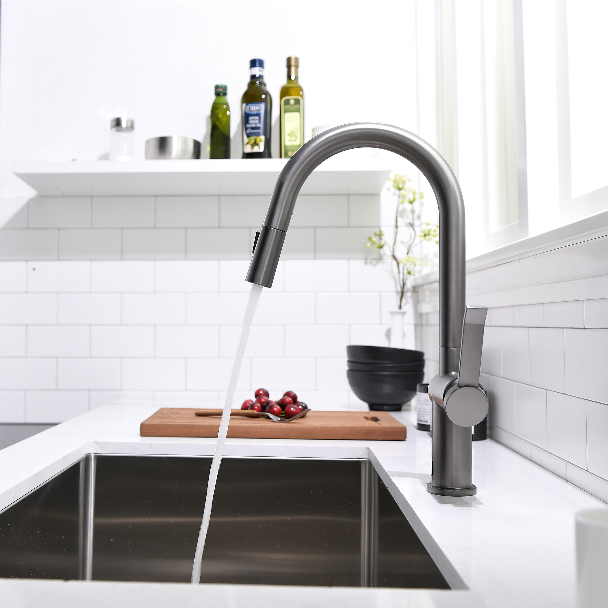 Robinet de cuisine chromé Meilleur robinet de cuisine avec pulvérisateur rétractable